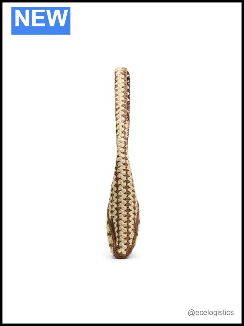 Straw Crochet Hobo Shoulder Bag with Gold Hardware